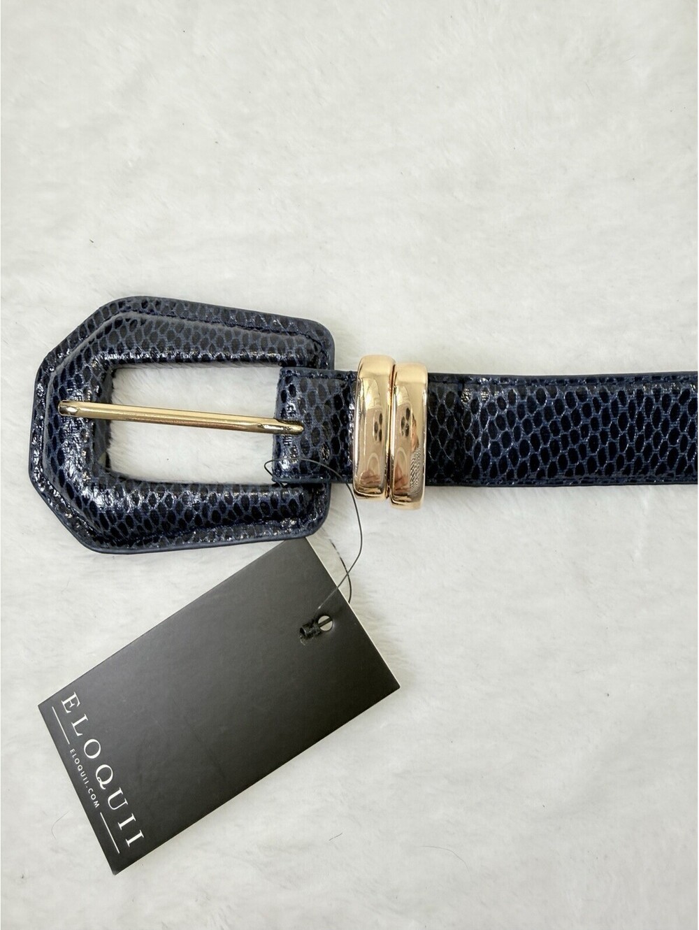 Eloquii Belt 14 16 Blue Faux Leather Snake Gold Tone Plus Size Women New
